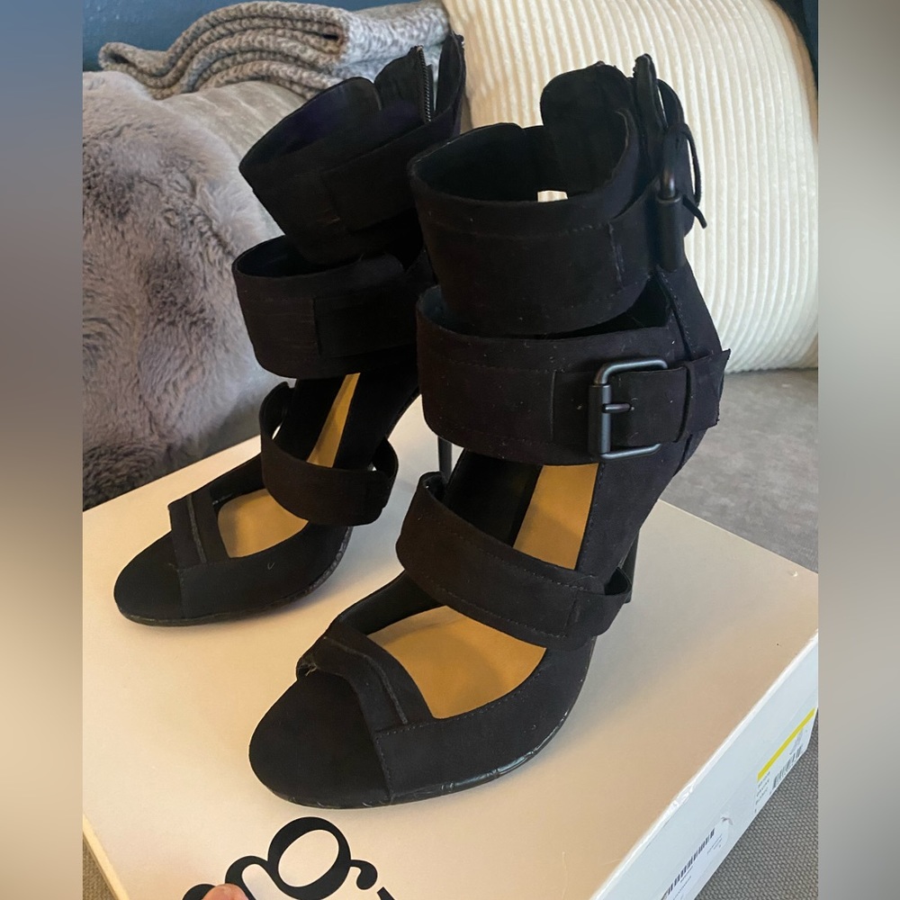 New with box; GX by Gwen Stefani Black Strappy Heels - Size 8